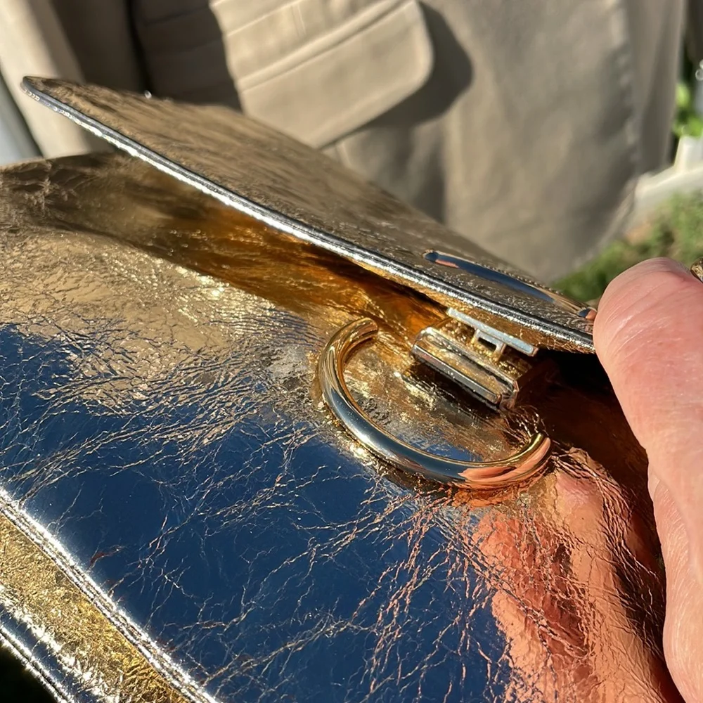 Rocco Barocco Gold Italian Brand Bag NWT - Picture 4 of 11